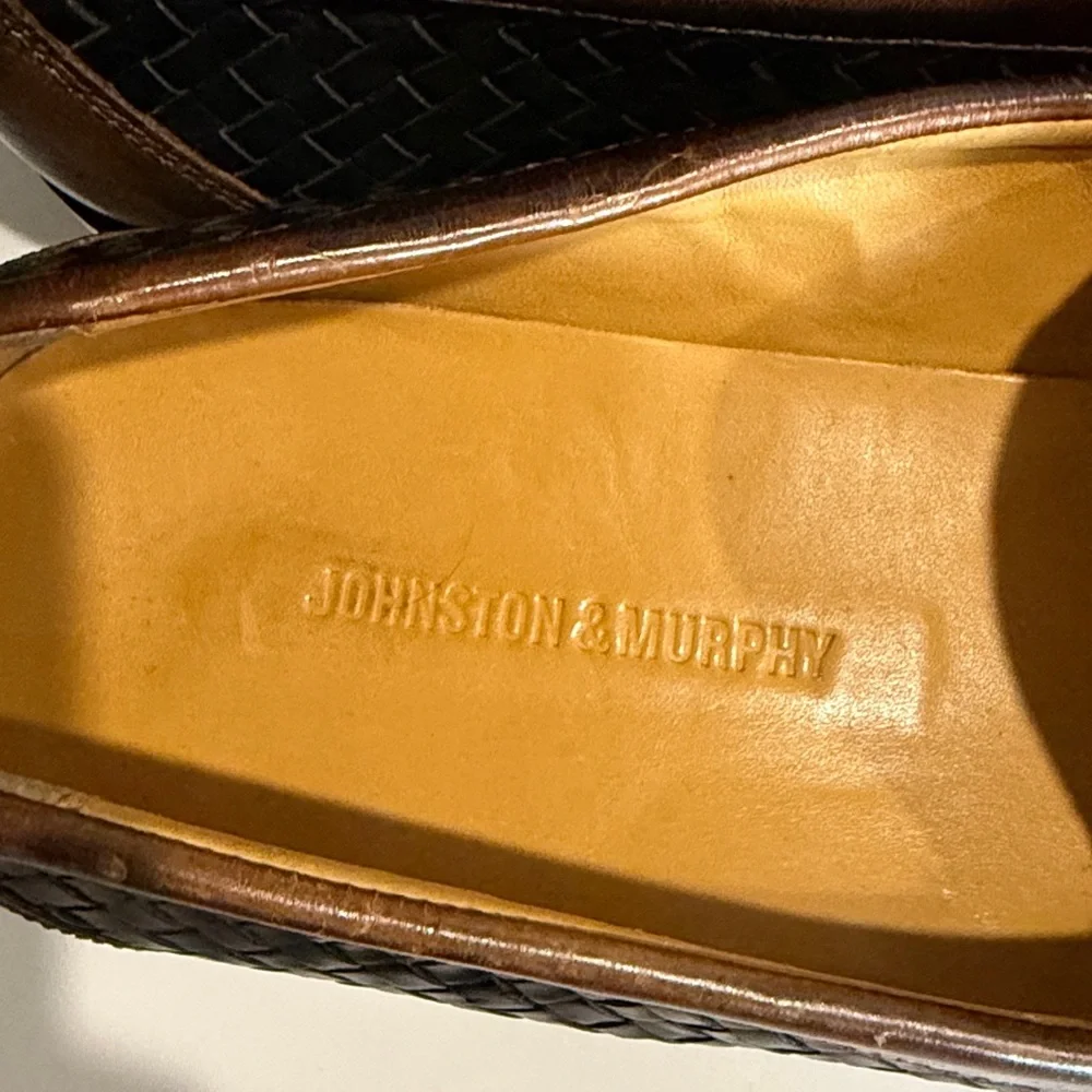 Johnston & Murphy Two Tone Woven Leather Dress Penny Loafers - size 11